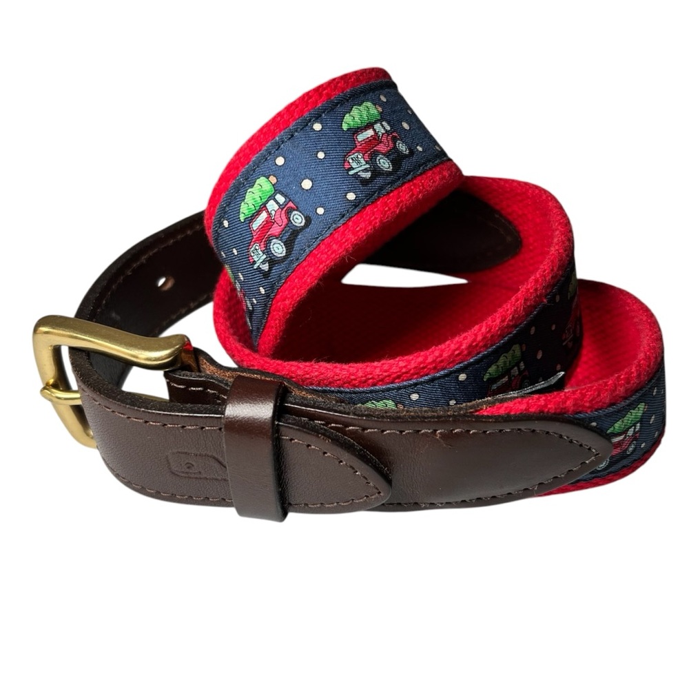 Vineyard Vines Belt Christmas Red Jeep Wrangler Truck Trees Blue Red Size 30